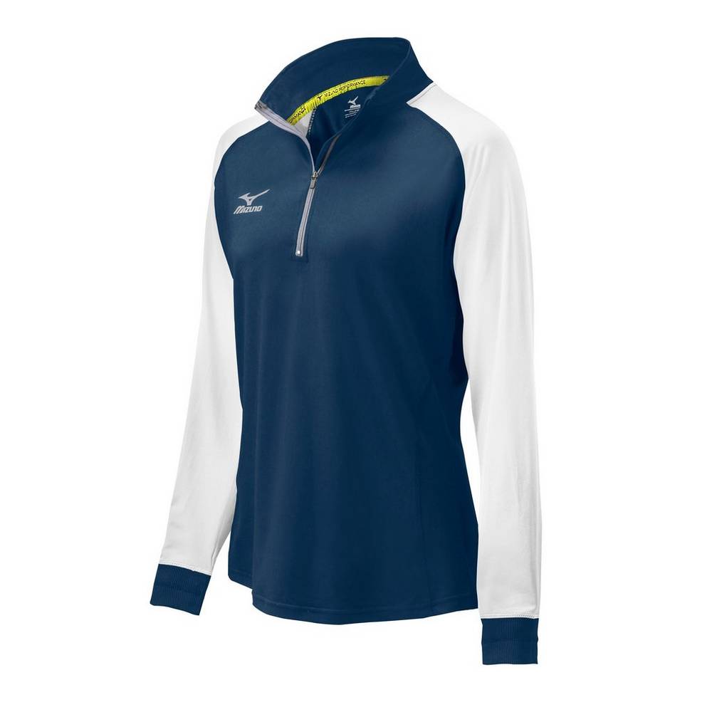 Casaco Mizuno Elite 9 Prime 1/2 Zip - Mulher - Azul Marinho/Branco - XBIDT2590